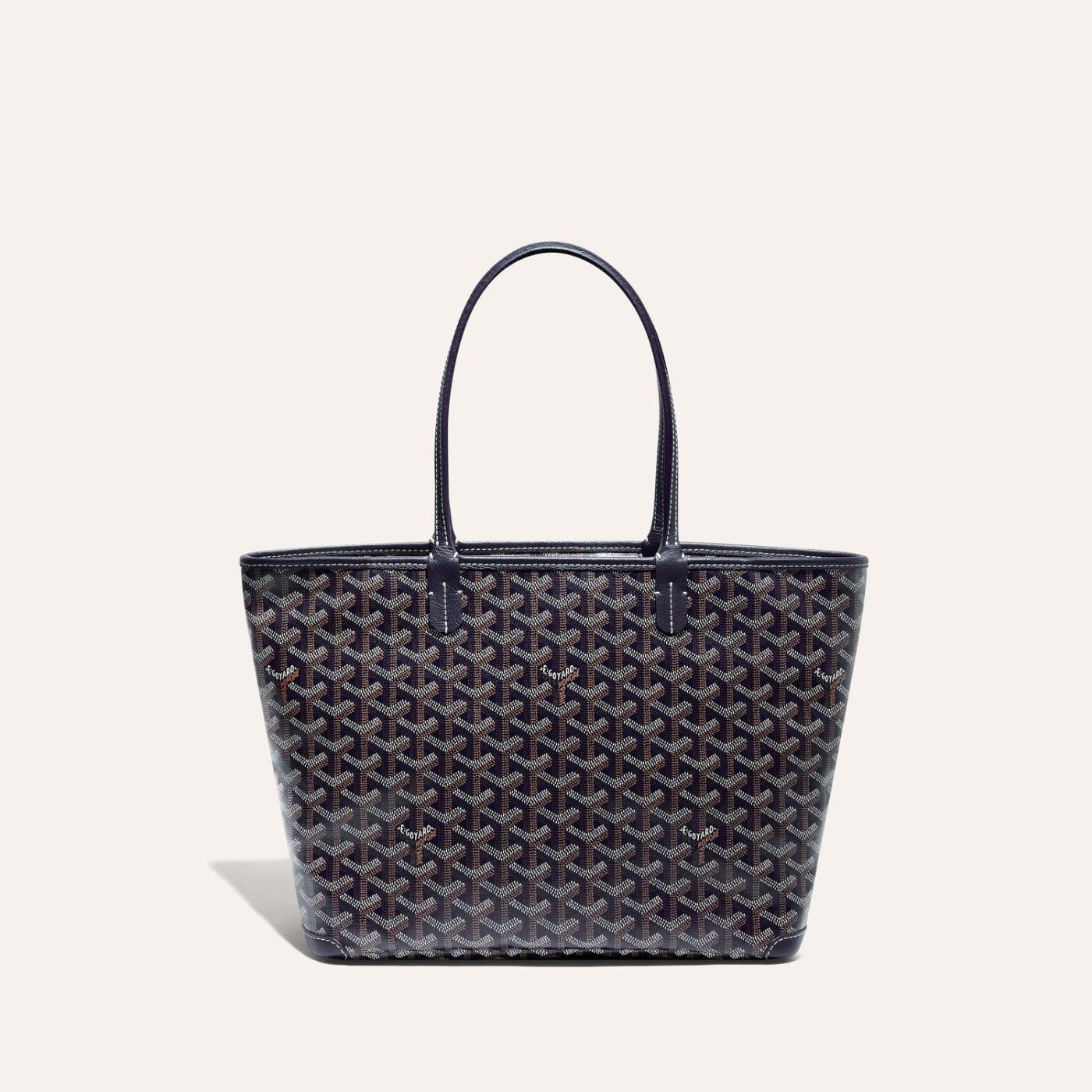Goyard Goyardine Artois Tote PM Navy Blue Canvas & Chevroches Calfskin Palladium Hardware - Image 1